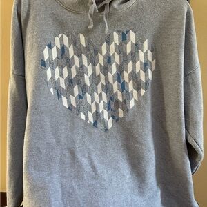 Gray Sparkly Heart Patterned Women's Sweater